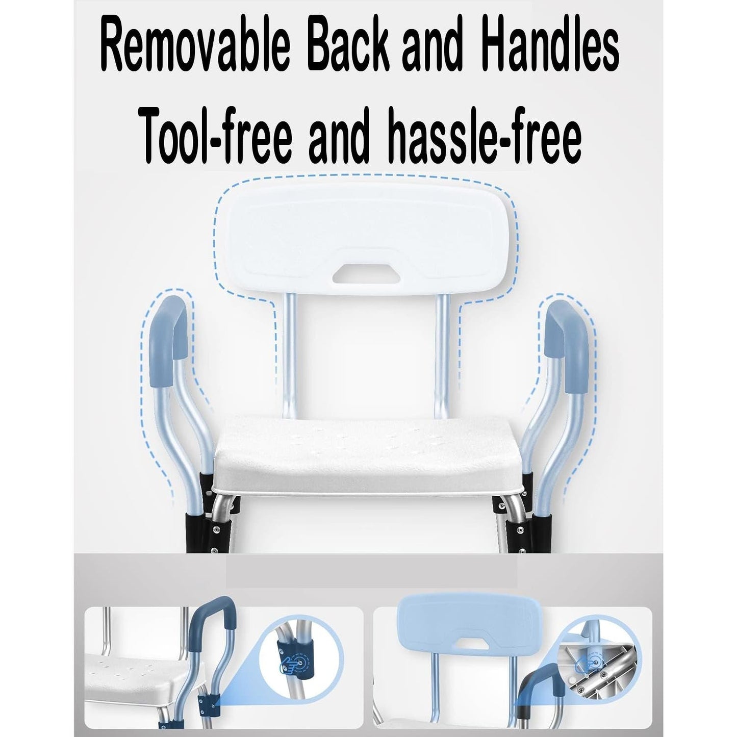 Sangohe Bath and Shower Chair,  Aluminum Frame, No Corrosion, Adjustable Height