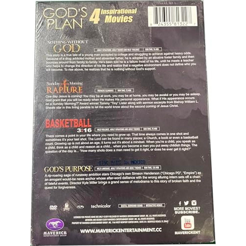 4 Movies - Nothing w/o God Sunday Morning Rapture Basketball 3:16 God's Purpose