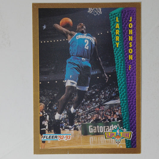1992-93 Fleer Larry Johnson Card No. 292 – Slam Dunk – Hornets – VG/EX