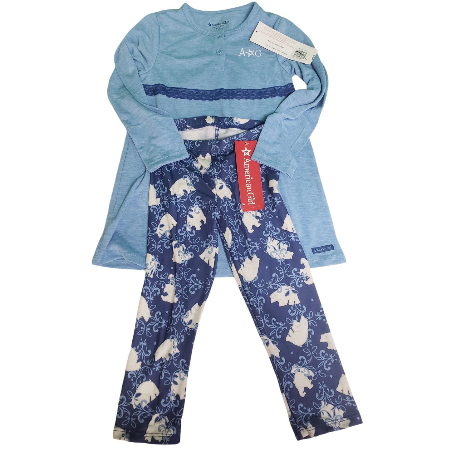 American Girl, 6, Polar Bear Pajama Set, Blue, 6, NWT
