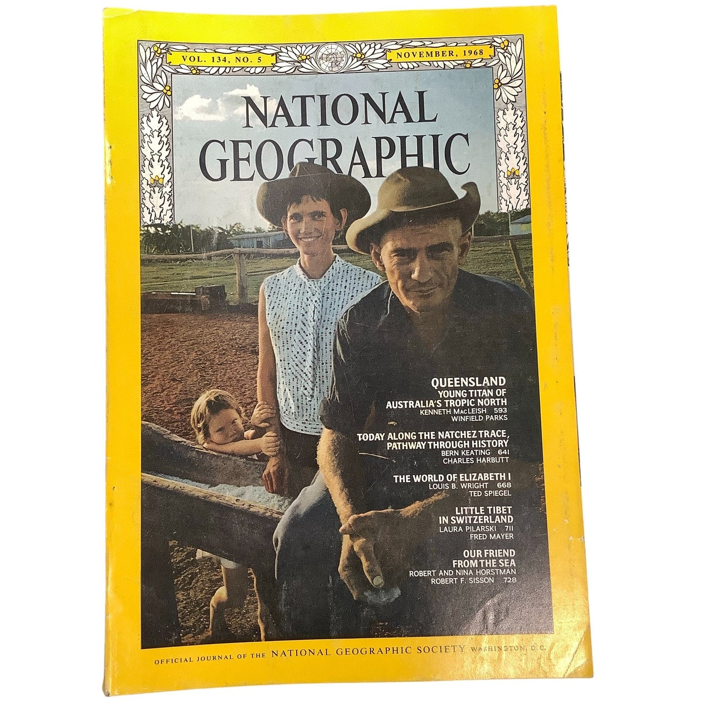 National Geographic Magazine November 1968, Austalia, Natchez, Elizabeth I, ...