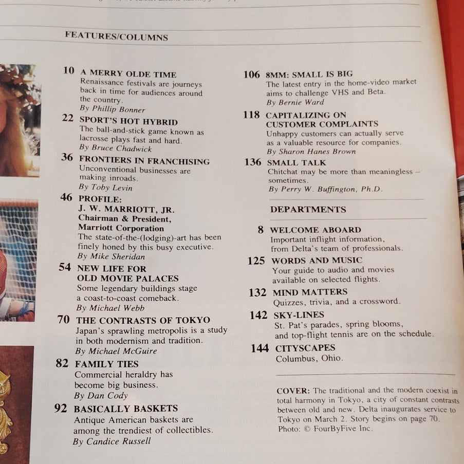 Delta SKY Magazine - March 1987 - Vintage In-Flight w/ Renaissance & Lacrosse
