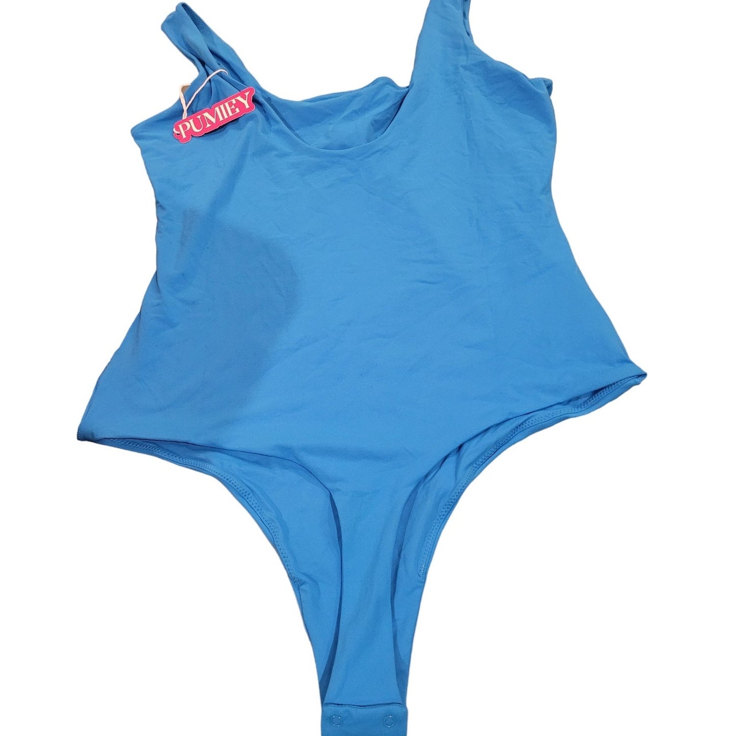PUMIEY Bodysuit for Women Sleeveless Backless Tank Top, Pool Blue, Large (12-14)