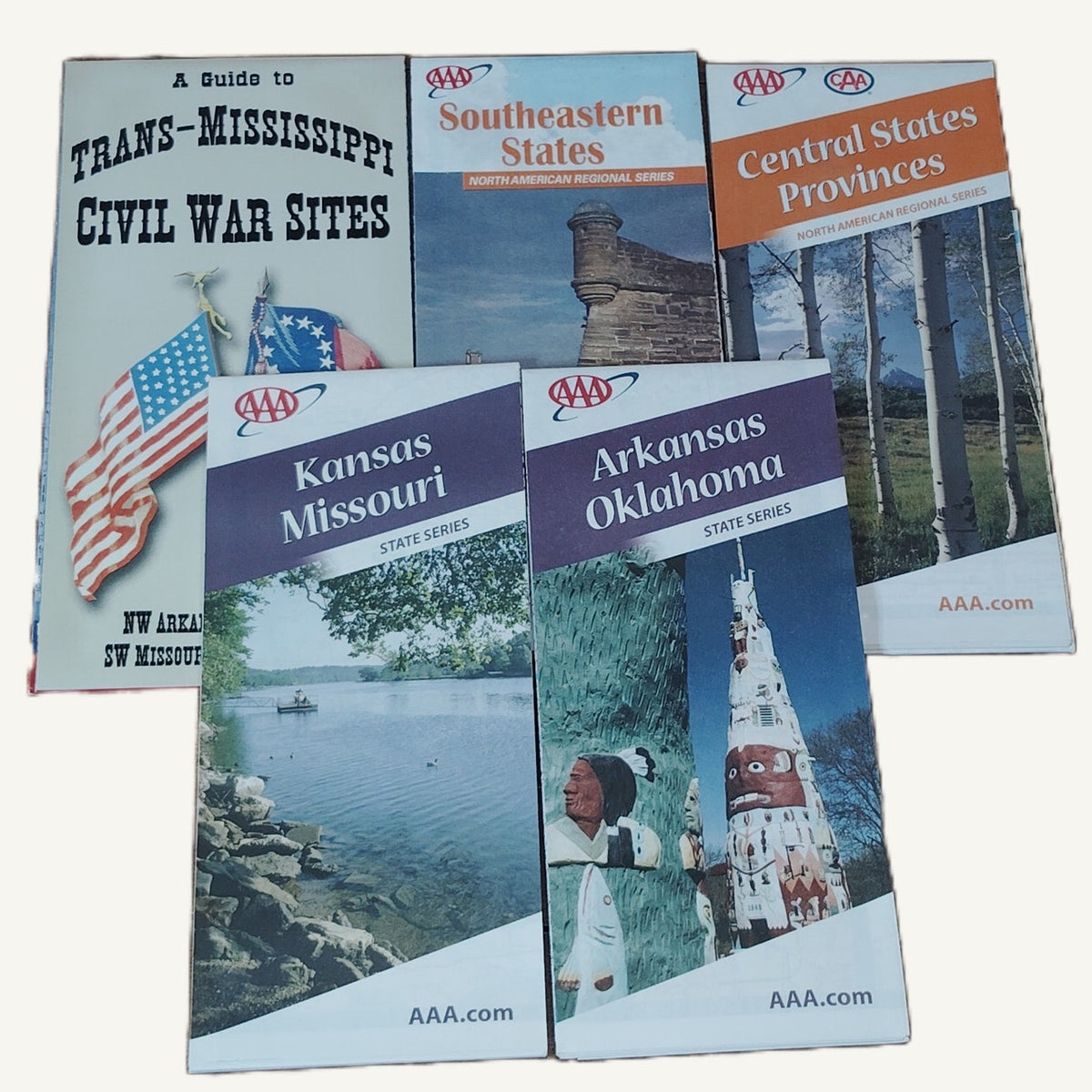 AAA North American Regional & Civil War Sites Travel Guides Lot (5) - VTG Maps