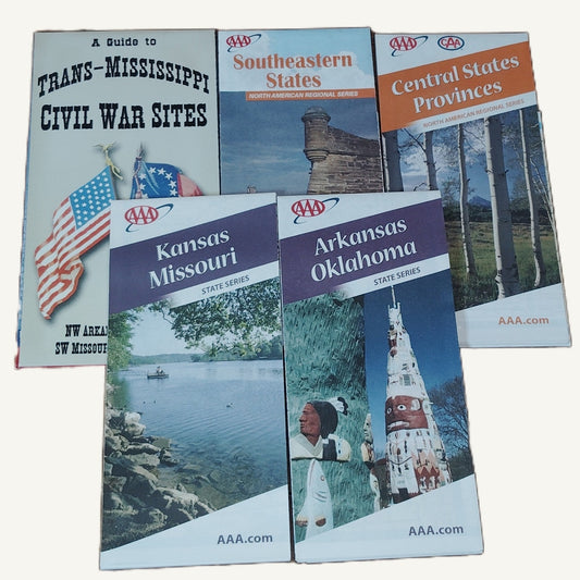 AAA North American Regional & Civil War Sites Travel Guides Lot (5) - VTG Maps