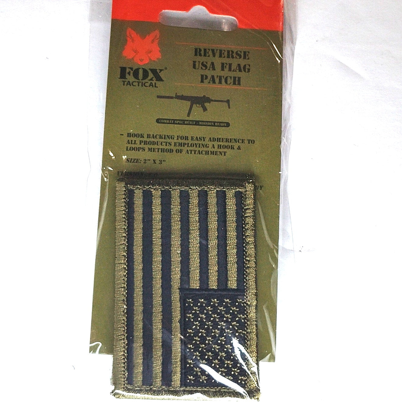 US Flag Patch Subdued Olive Drab Right‑Face 3" × 2" Hook Novelty Patch