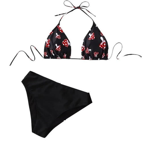 SOLY HUX Halter Triangle Bikini 2-Piece Swimsuit, Black Mushroom 3XL 48"B 53.5"W