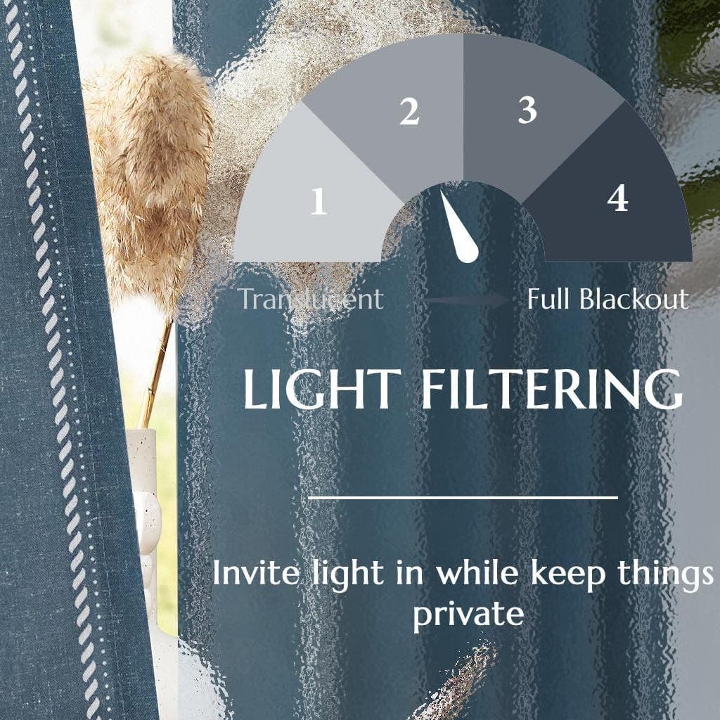 Linen Curtains 50"W x 84"L Blue Sailor Striped Panels (2) Rustic Farmhouse
