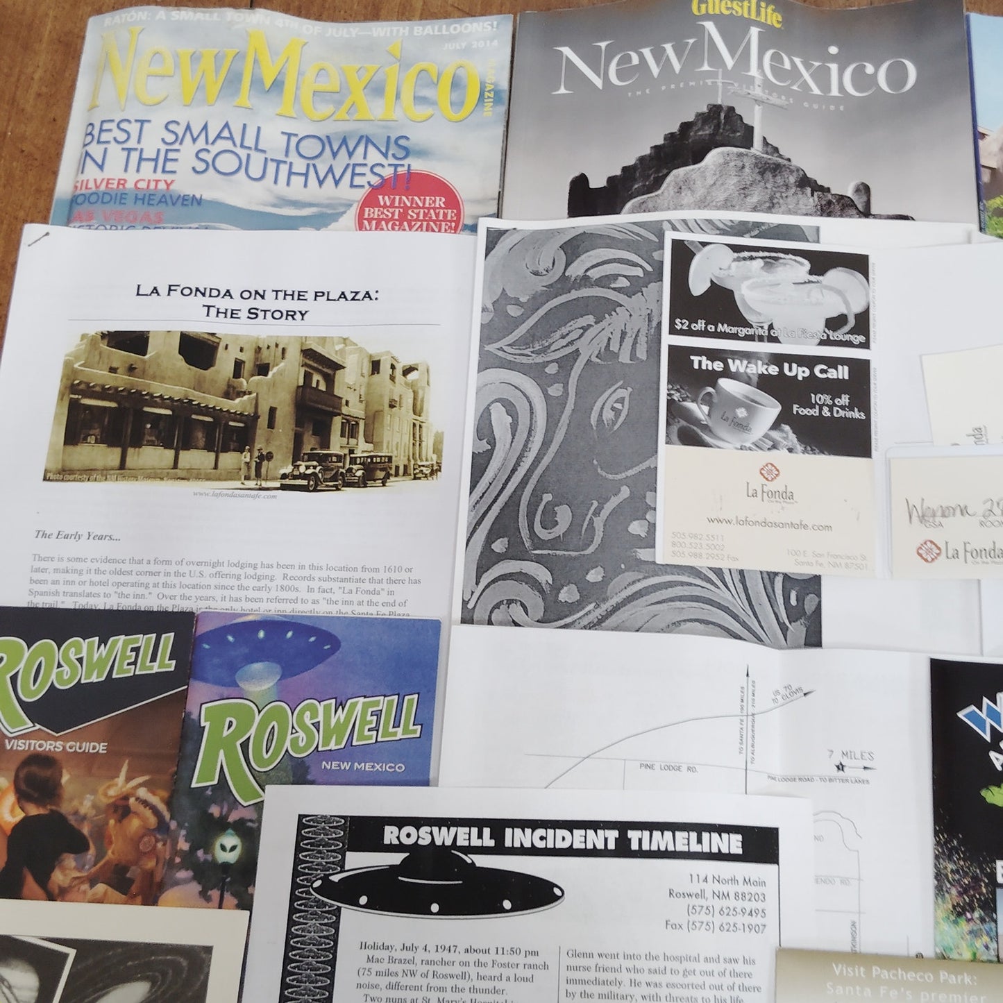 VTG New Mexico Travel Ephemera Lot Santa Fe Roswell UFO Museum Maps Brochures