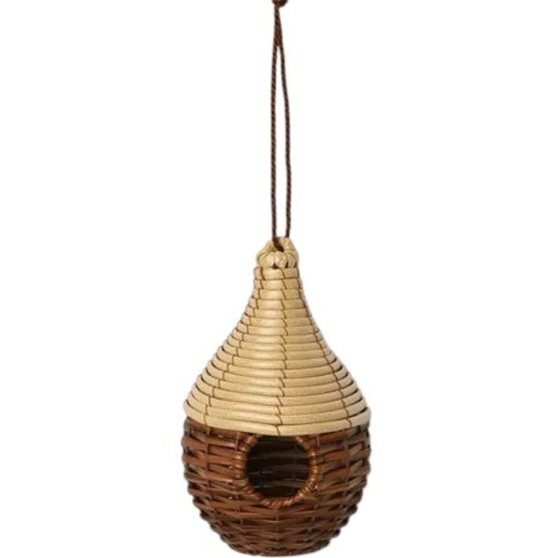 10" Outdoor Woven Bird House Beige – Threshold – Hanging Pear-Shaped Shelter with 2" Opening