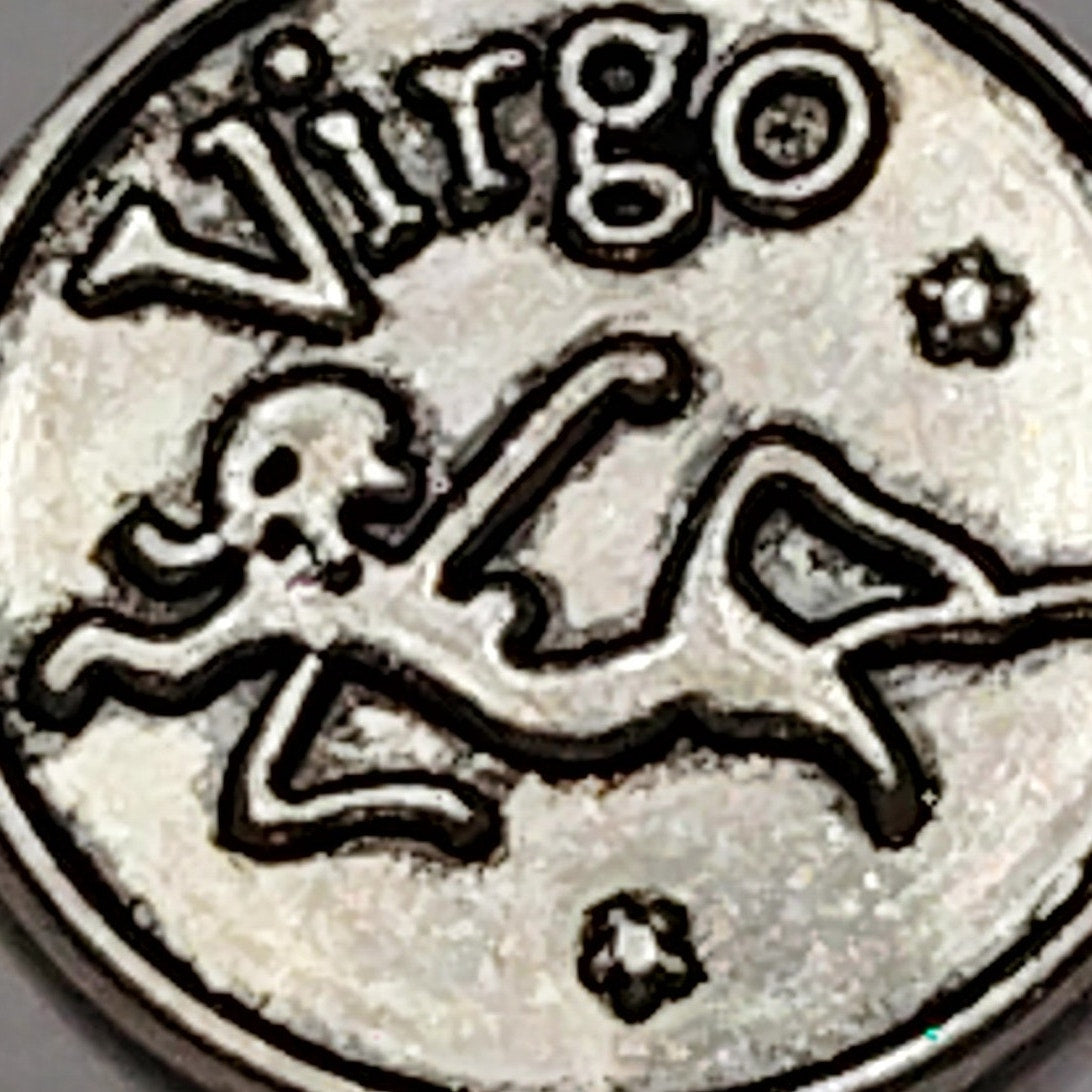 Virgo Zodiac Charm Patinated Silver‑Tone Engraved Constellation 5/8" Medallion