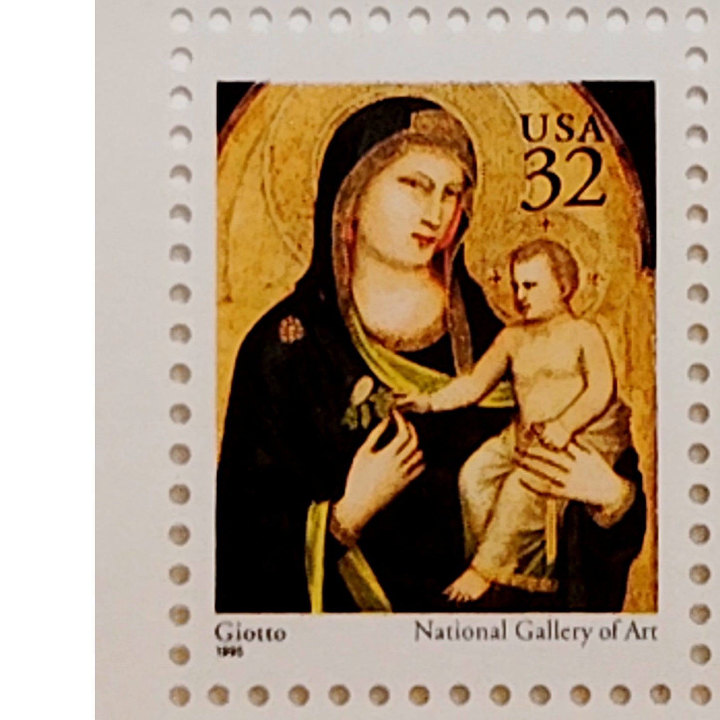 Block of 10 – 1995 USA 32¢ Traditional Christmas MNH Scott 3003 – Giotto Madonna
