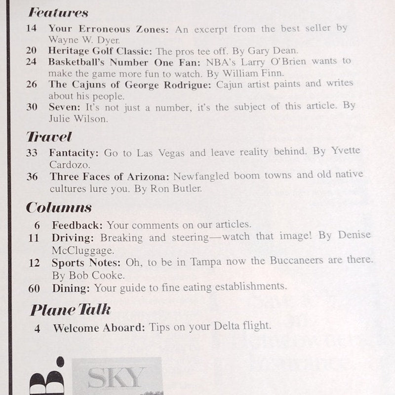 Delta Sky In-Flight Magazine - Feb 1977 - Heritage Golf Classic Buccaneers Vegas