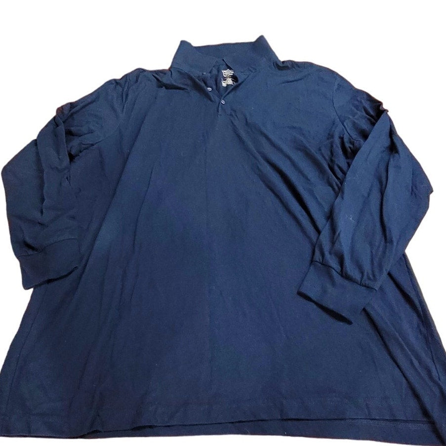St. John's Bay Big and Tall Regular Fit Long Sleeve Polo Shirt, Sig Blue, 3XL