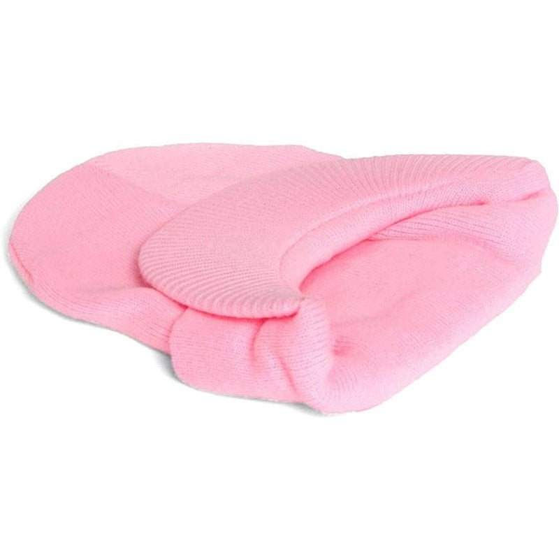 2 Cuff Beanie Visor Derby Caps, 1 Red & 1 Pink, 100% Acrylic, Cuff Style Caps