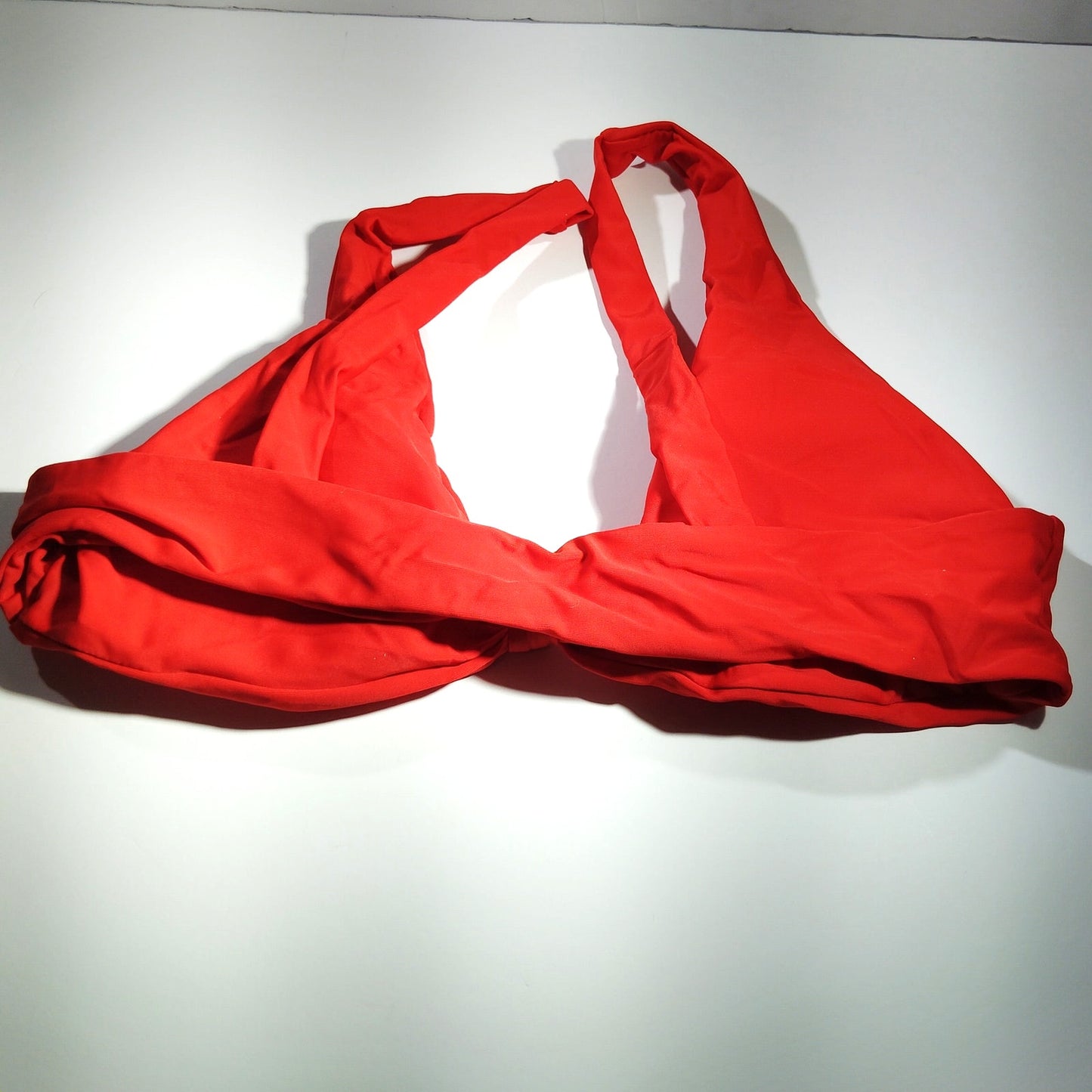 Halter Bikini Top – Poppy Red – L (Bust 32-34") – 82/18 Nylon/Spandex – NWOT
