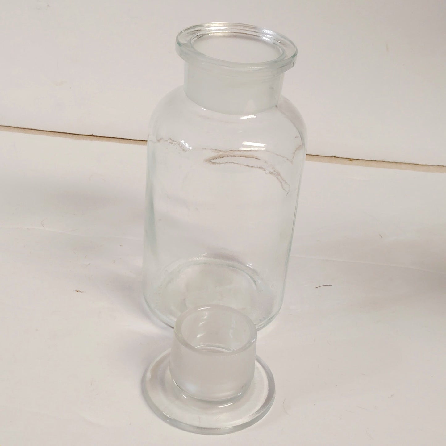 VTG Czech Glass Wide‑Mouth Apothecary Bottle w/ Ground Stopper Simax