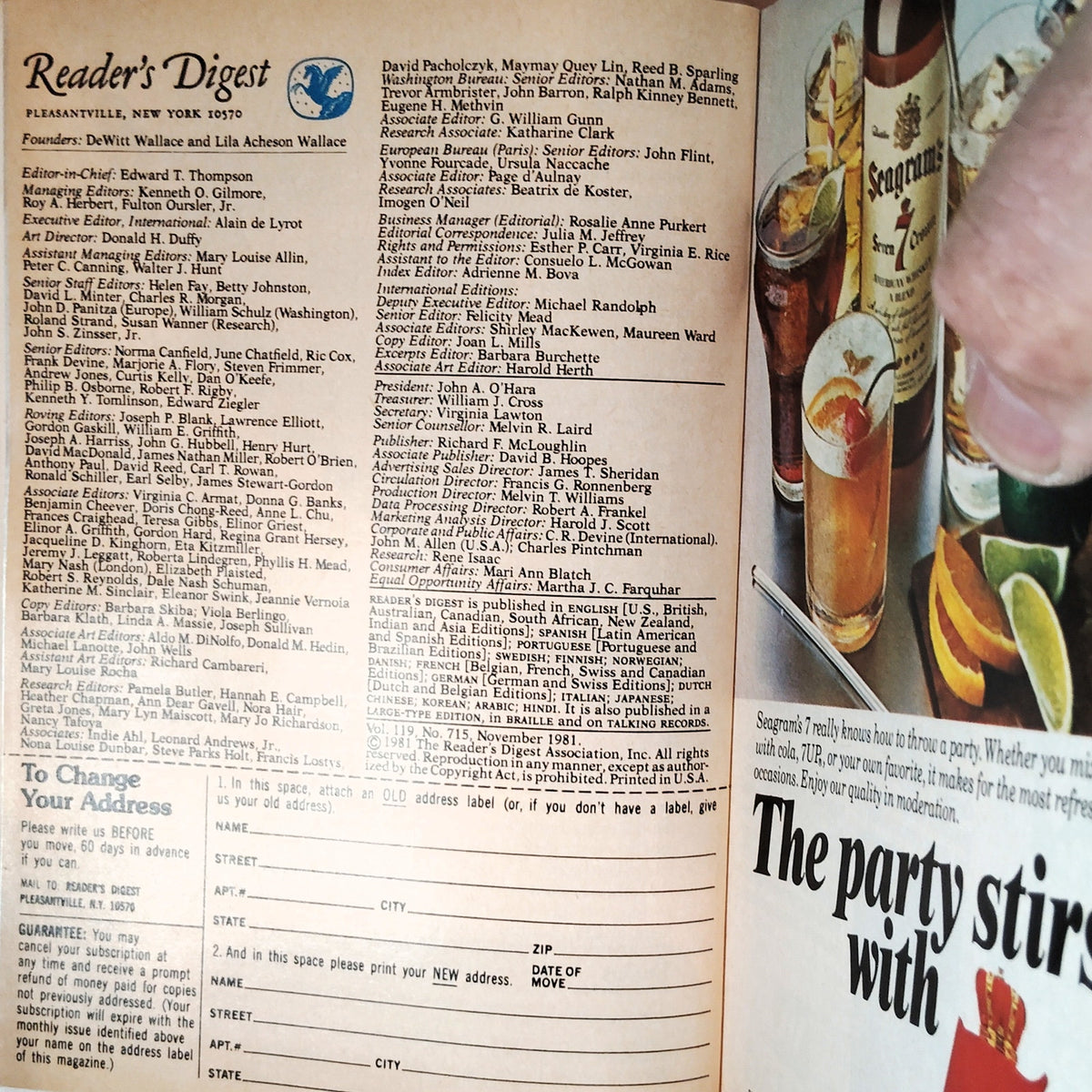 Reader's Digest November 1981 Magazine - The Saving of the President