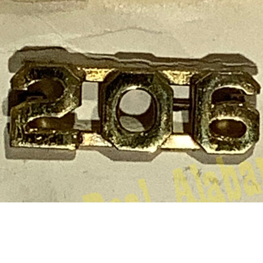 Early/Mid 1900s Brass C-Clasp Number "206" Collar Device 3/8"H Hat / Lapel Pin