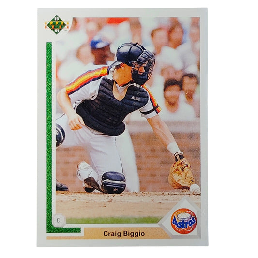 1991 Upper Deck Craig Biggio #158 Houston Astros HOF Catcher Action Shot - VG/EX