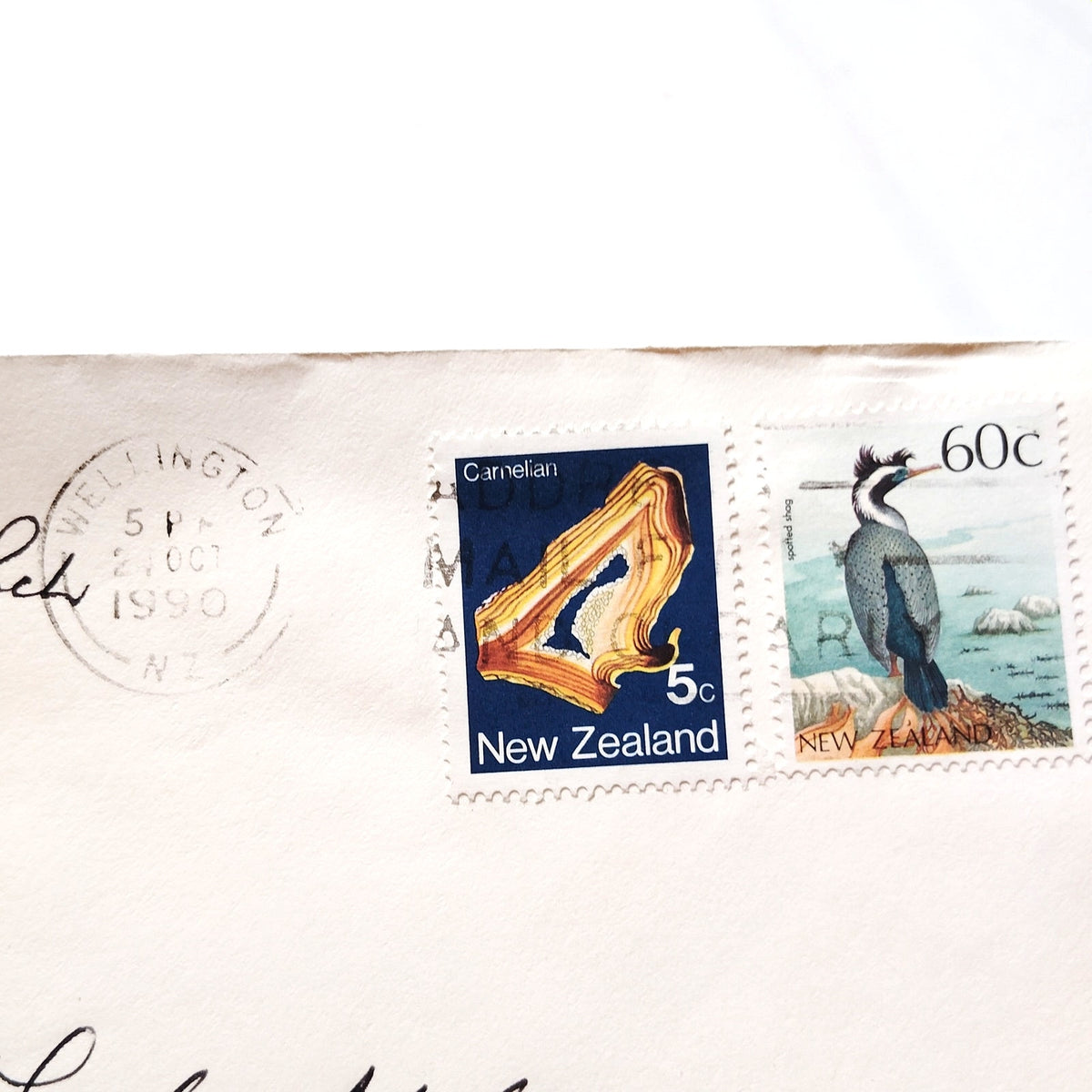 New Zealand 1990 Postal Cover 5c Carnelian 60c Spotted Shag Stamps to USA