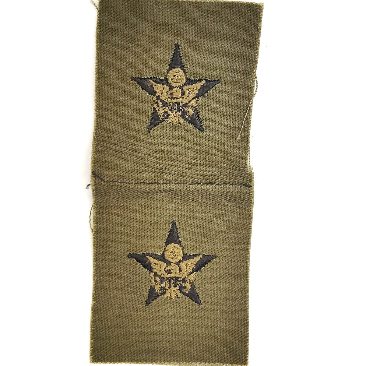 US Army General Staff Subdued OD Green Insignia Patch Pair – NOS 4‑7/8"