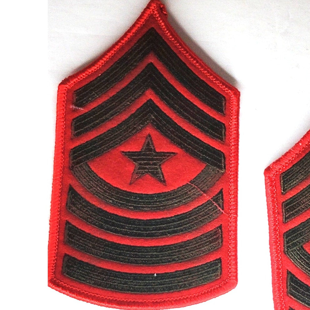 USMC Sgt Major E-9 Female Patch Pair Service Alpha Red Green 4-7/8" x 2-7/8"