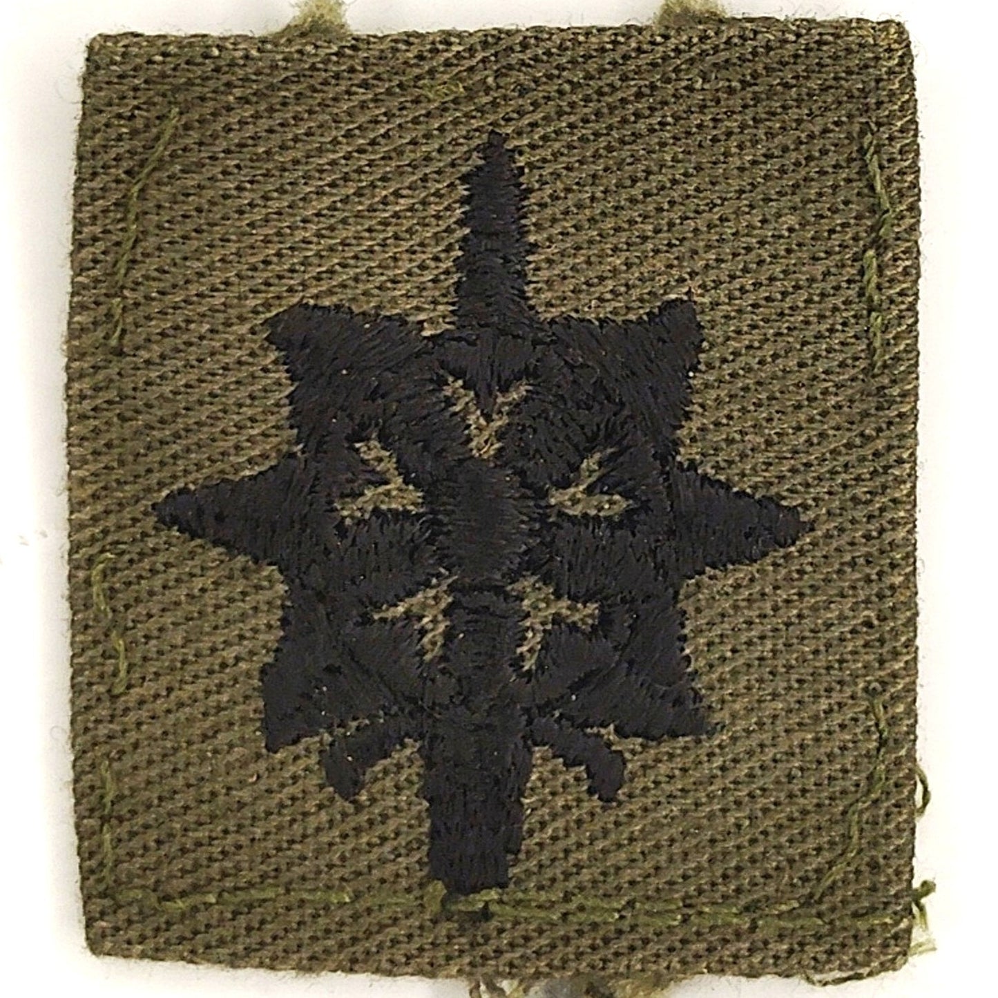 US Army MI Officer Patch Subdued ODG 1‑1/2" × 1‑1/4" BDU Cap Device TE Vintage