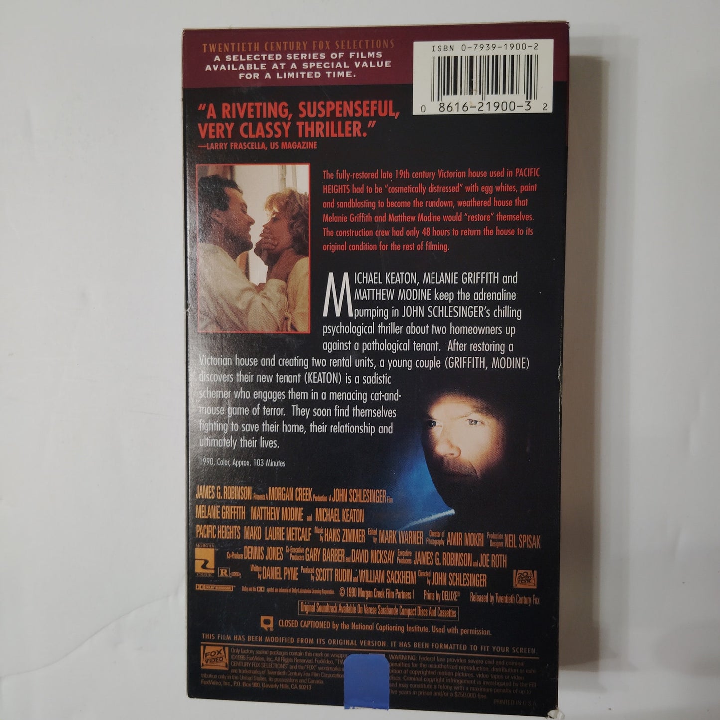Pacific Heights VHS 1995 Michael Keaton Melanie Griffith Thriller 20th Century
