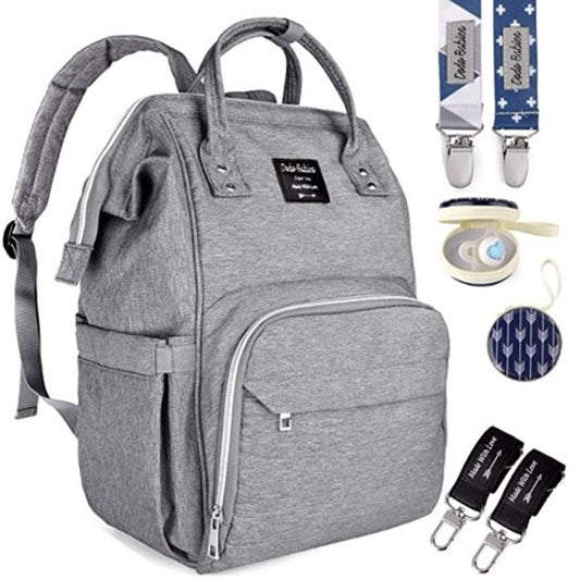 Dodo Diaper Bag Backpack w/ 2 Pacifier Clips, Pacifier Case, Waterproof Bag