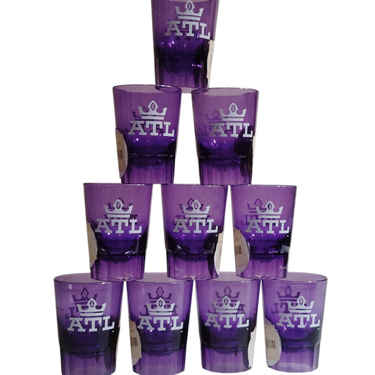 10-Pack AAF Atlanta Legends Shot Glasses 2 oz Purple/White ATL Crown Logo