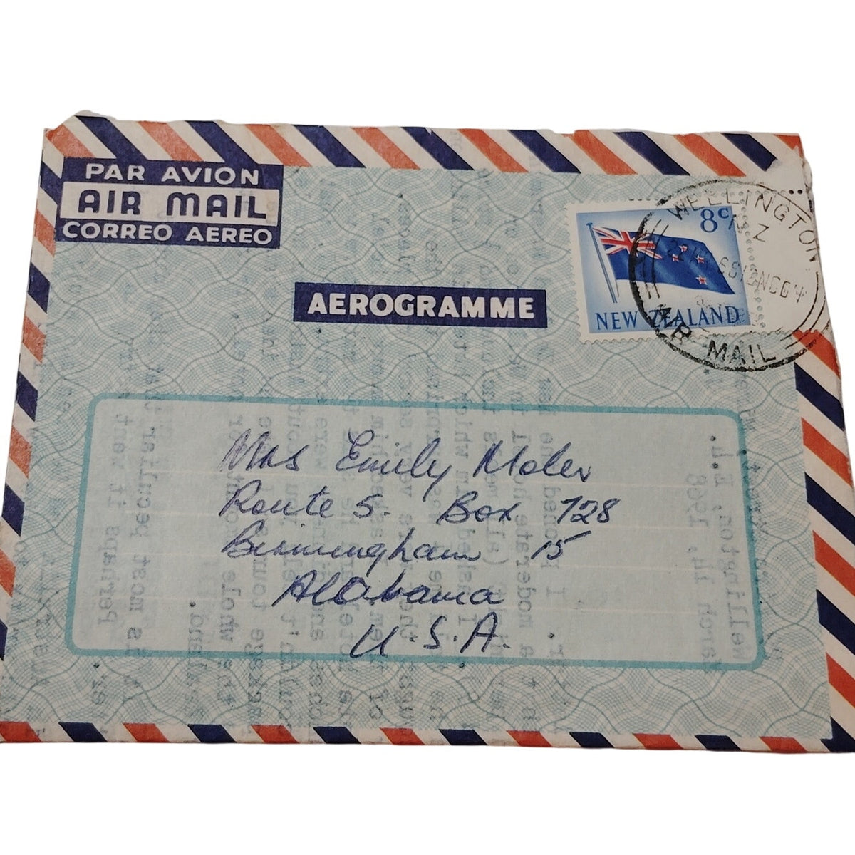 Vintage 1968 New Zealand Airmail Aerogramme Cover Lake Hayes Otago Philatelic