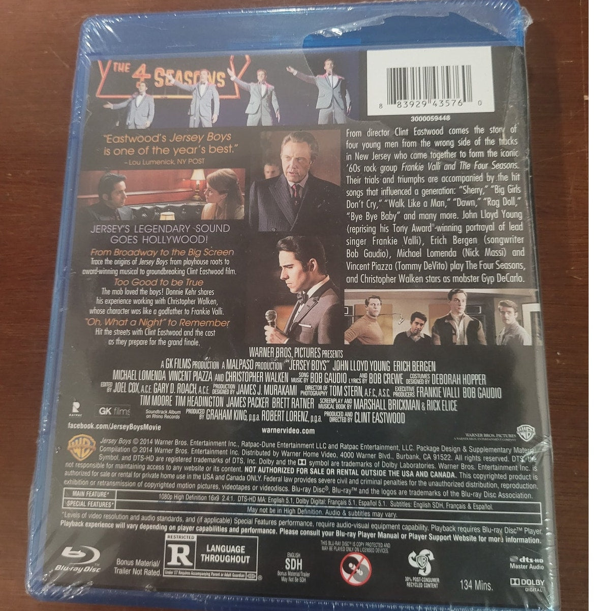 Jersey Boys (Blu-ray, 2014) Warner Brothers Musical Drama, Clint Eastwood
