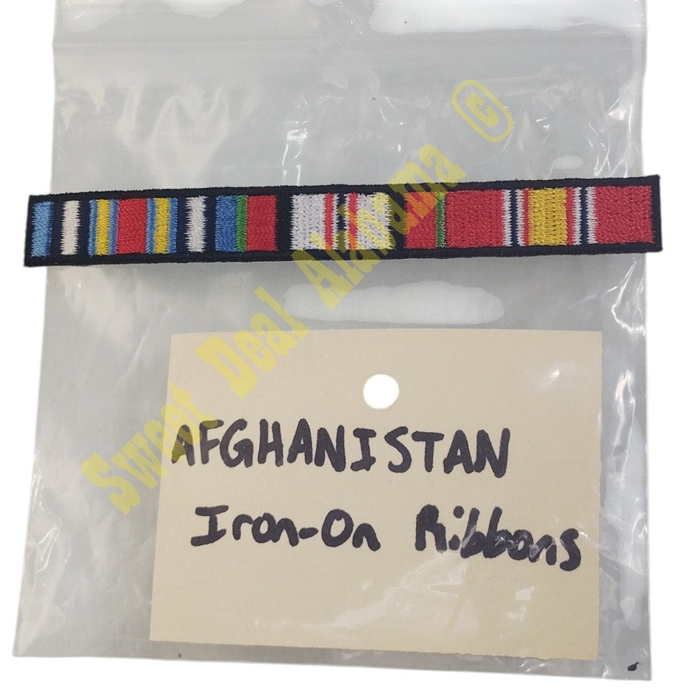 Afghanistan Enduring Freedom Service Ribbons, Iron-On Patch 4.25"W x 1/2"H
