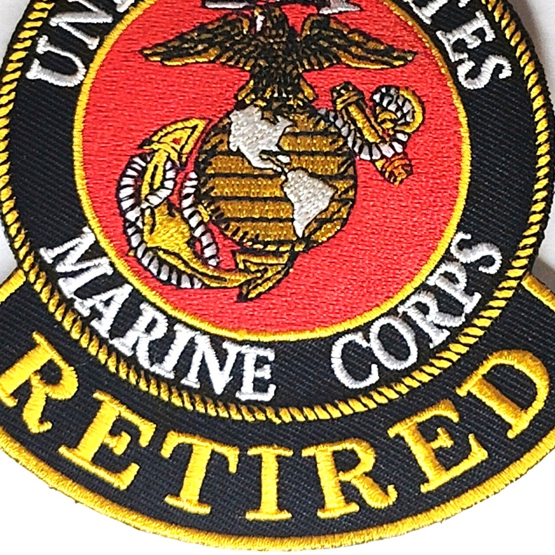 USMC Retired Patch Eagle Globe Anchor Round Sew‑On 3‑5/8" × 3‑5/8"