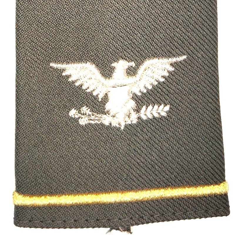 Vintage Army Colonel O‑6 Shoulder Marks Silver Eagle Gold Stripe Dark Green Pair