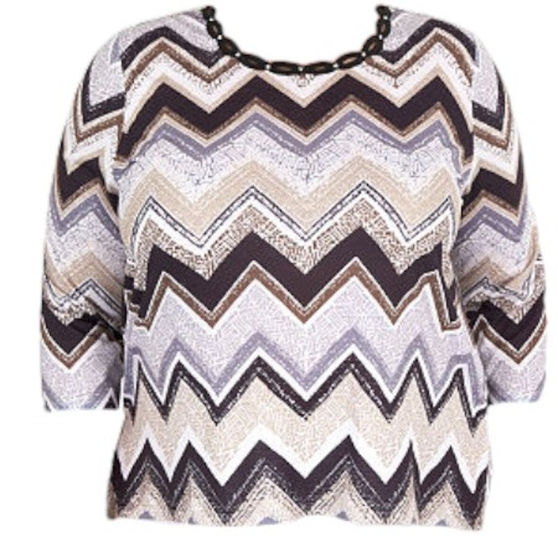 Alfred Dunner Classics Split Crew Neck 3/4 Sleeve Blouse, Petite XL (18P-20P)