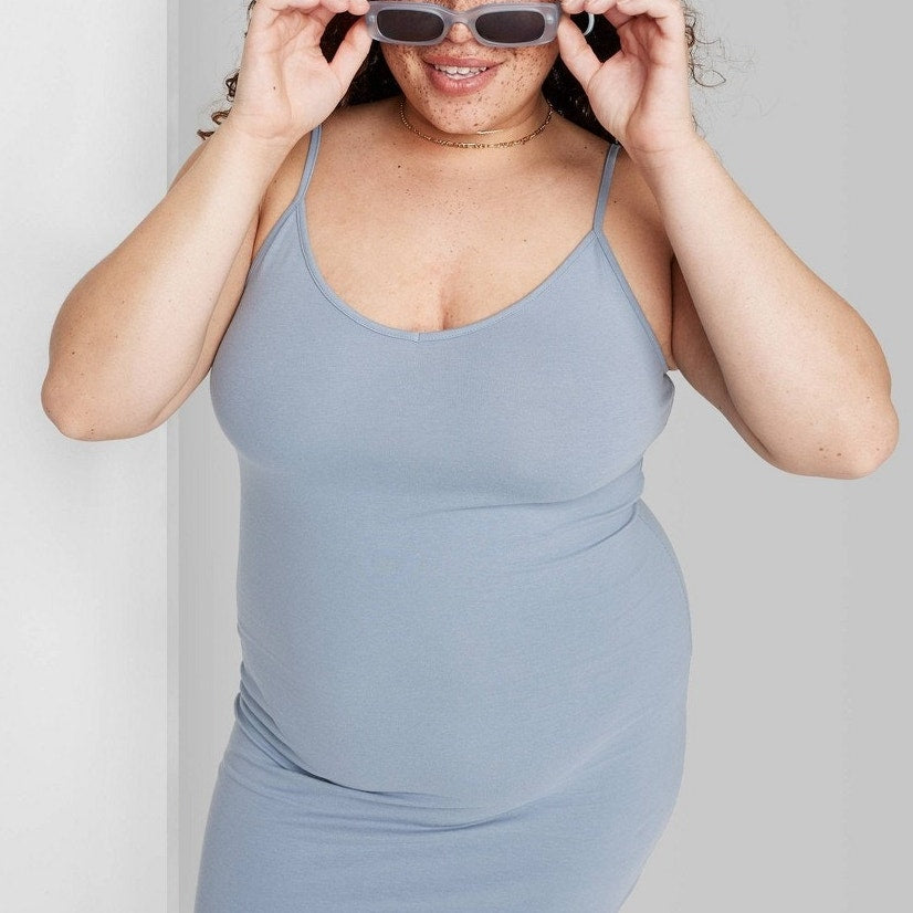 Wild Fable Women’s Strappy Bodycon Knit Dress Slate Blue XXL