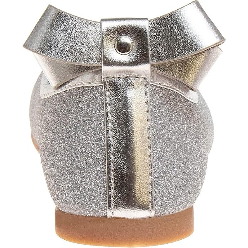 Kensie Girl Girls’ Silver Glitter Ballet Flats – Size 4 Big Kid