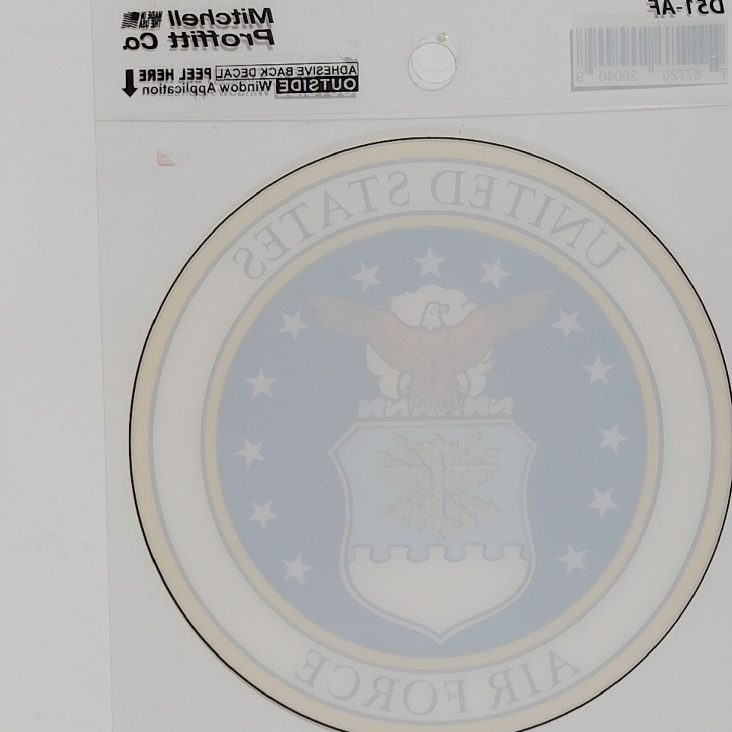U.S. Air Force Seal Decal – 4" Round – Vinyl – Outside Window Mount – D51‑AF