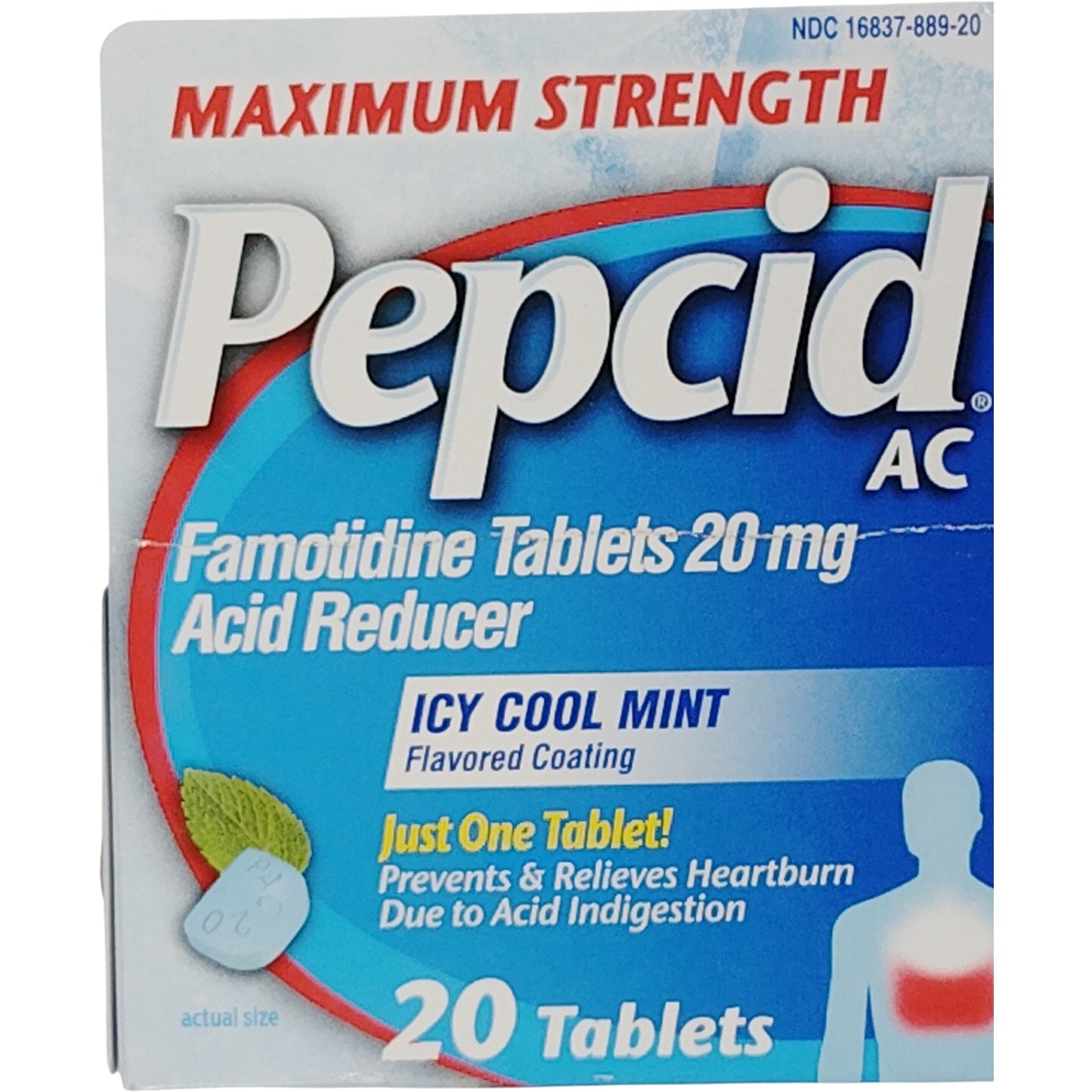 Pepcid AC – 20 Tablets – Icy Cool Mint Coating – Exp. 02/2027