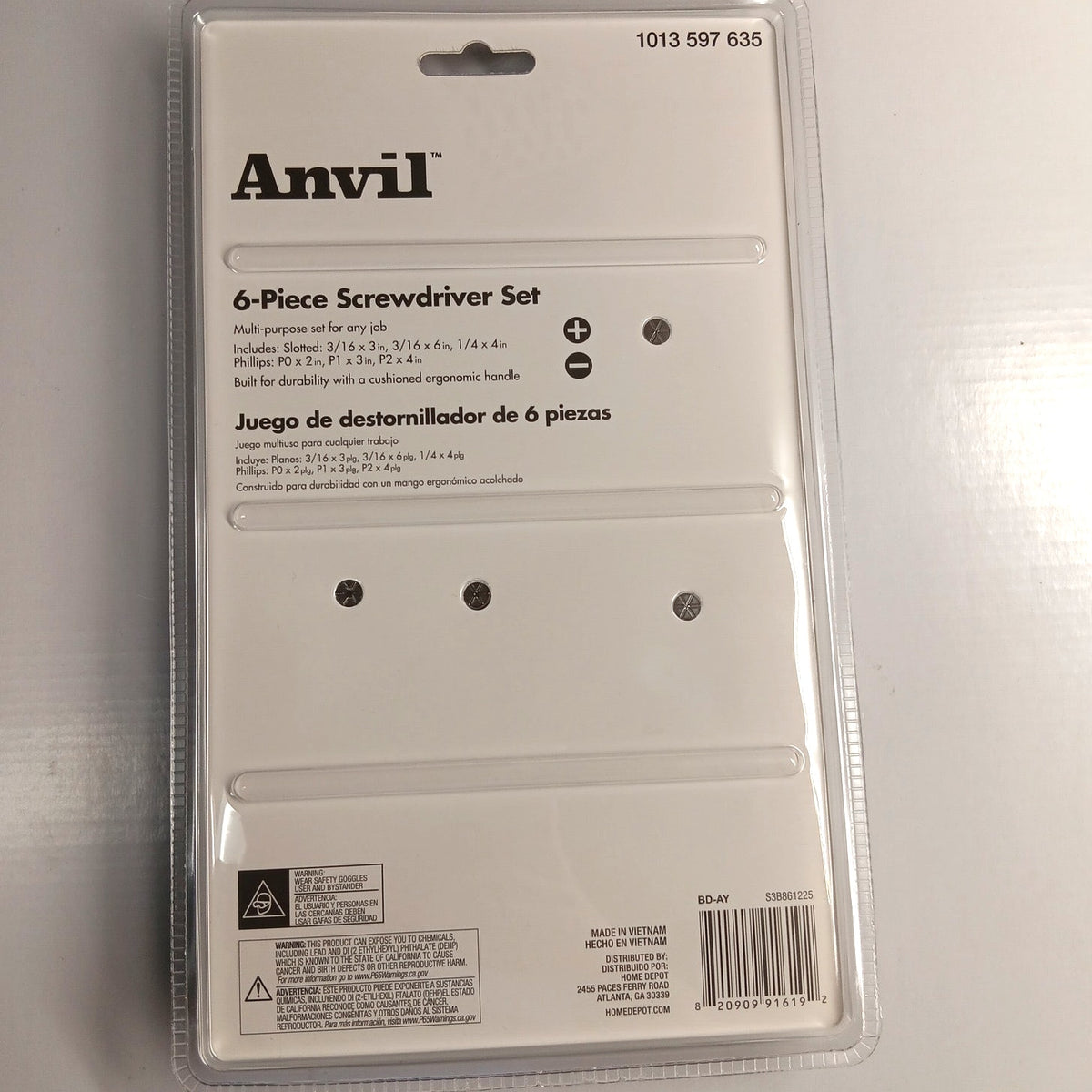 Anvil 6-Piece Screwdriver Set Slotted & Phillips Blue/Black Hand Tools