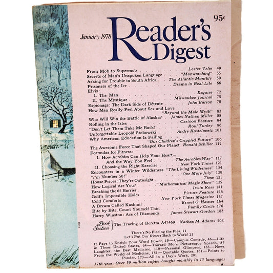 Reader's Digest January 1978 Elvis Presley Vol 112 No 669 Vintage Magazine