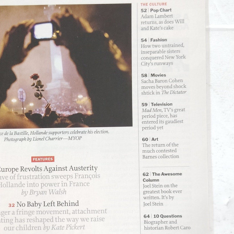 TIME Magazine May 21 2012 Are You Mom Enough Attachment Parenting Back Issue