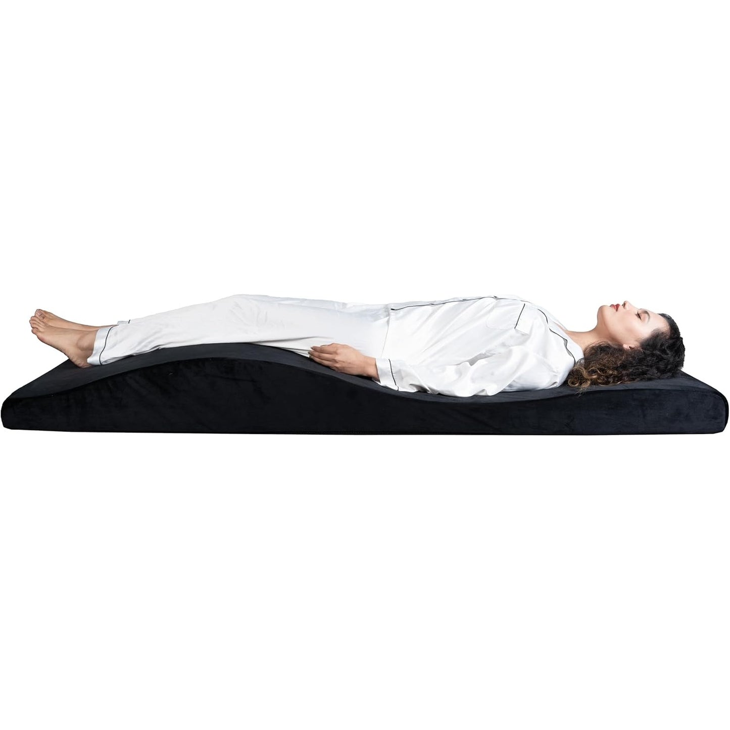 Lash Bed Topper – 70" x 23" – Curvy Ergonomic Massage Foam Cushion with Removable Cover – Salon Lash Extension Bed Topper