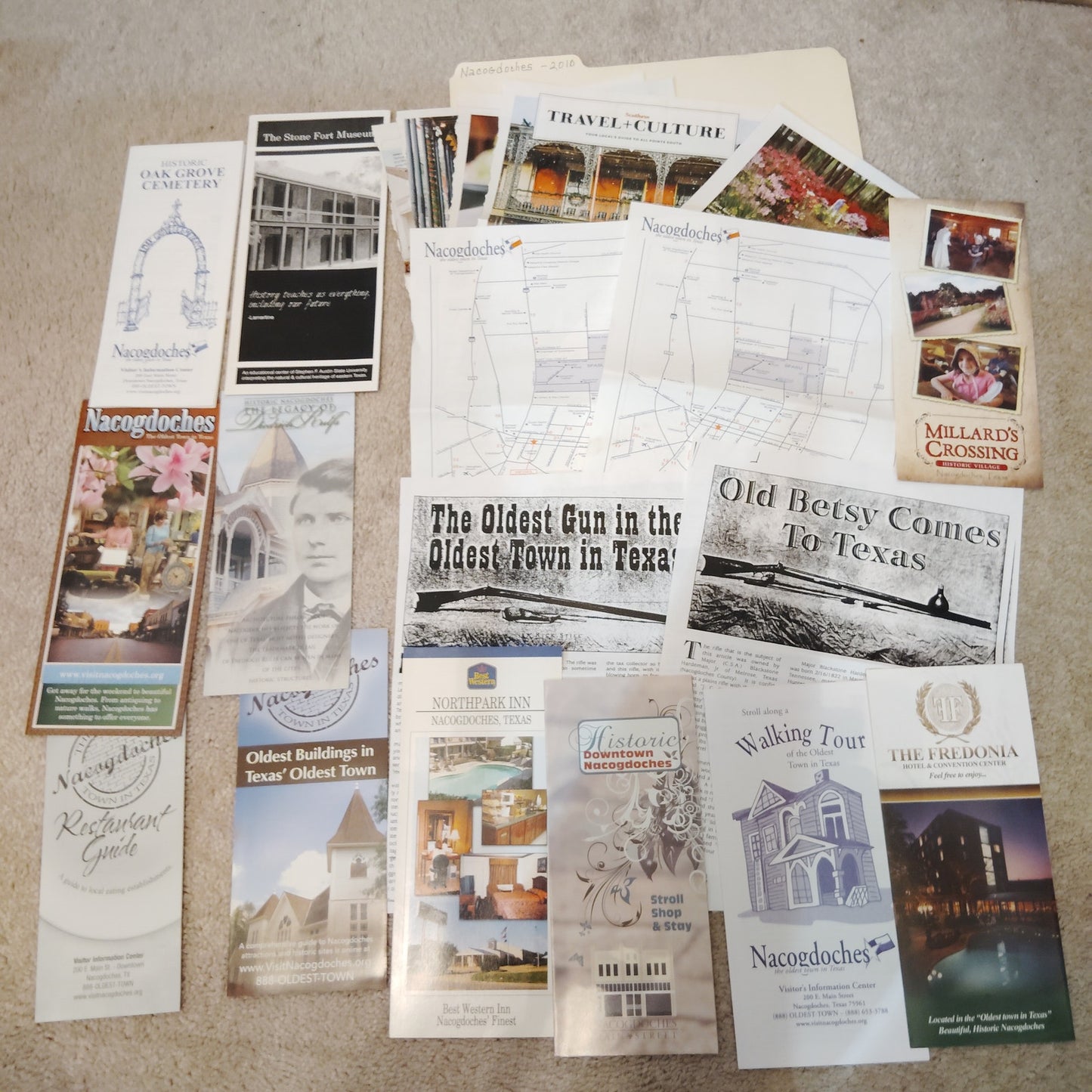 2010 Nacogdoches & Jefferson TX Travel Ephemera Lot Maps Guides 3/4 Lb