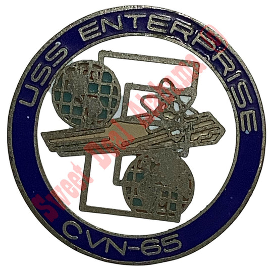 Vintage USS Enterprise CVN-65 Hat, Lapel or Tie Pin 1" Diameter