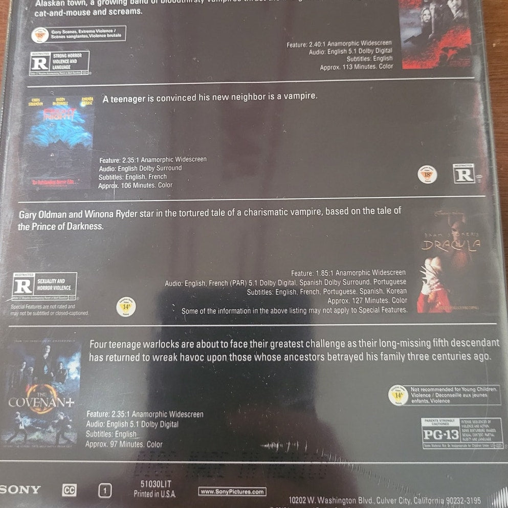 5 Movie Set - 30 Days of Night DVD Horror Pack Dracula Fright Night Vampires