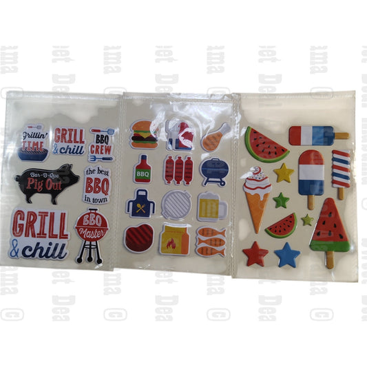 31 BBQ/Summer Theme Puffy Sticker Embellishments for Scrapbooking & More