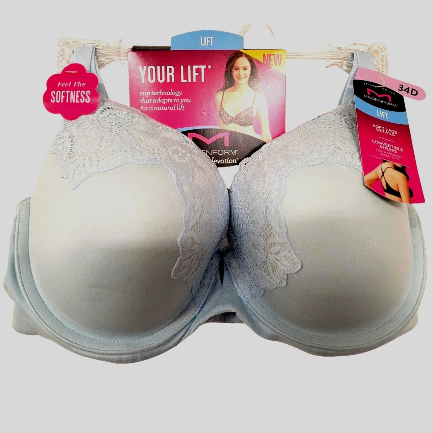 Maidenform Comfort Devotion Your Lift Underwire Bra DM1195 – Blue Whimsy – 34D